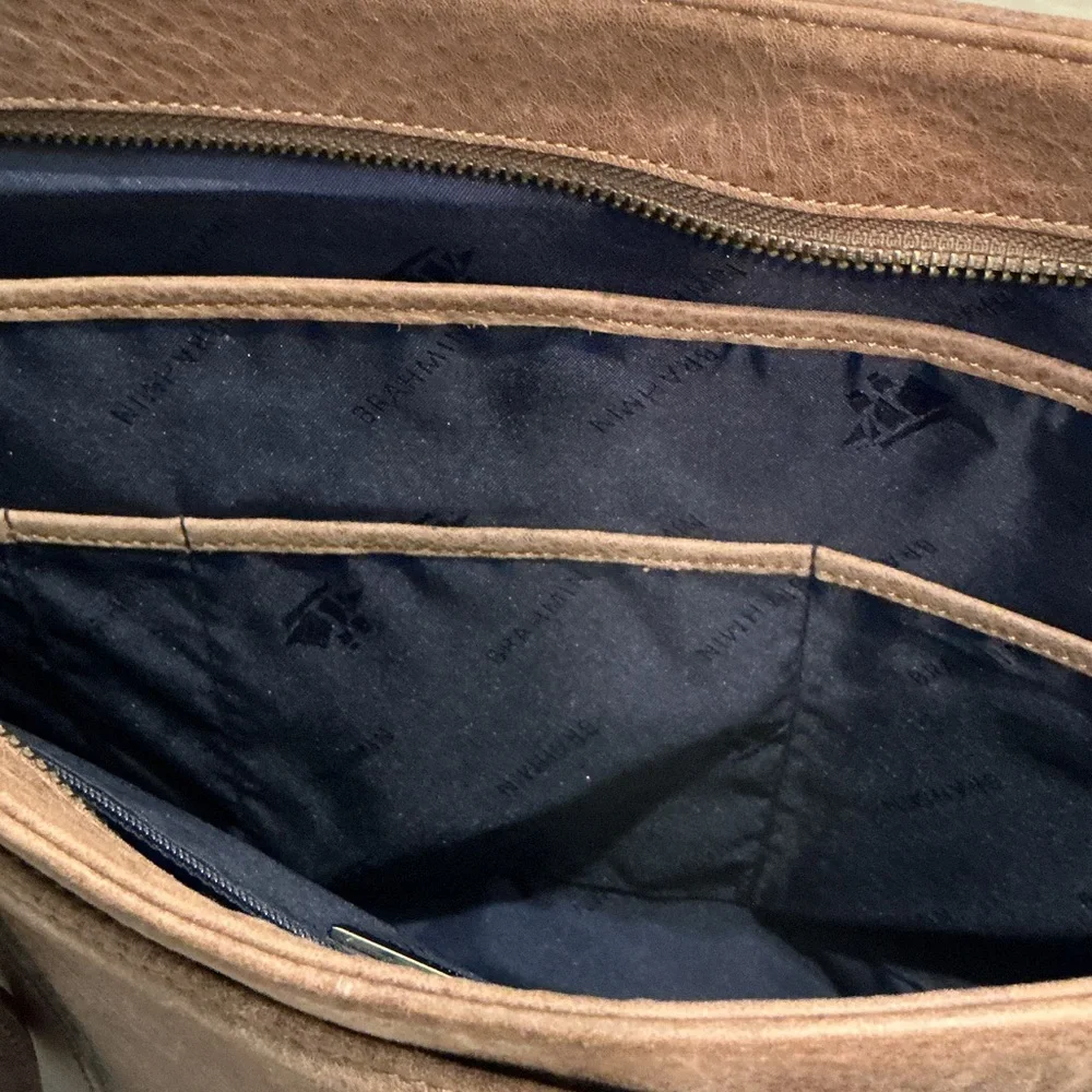 Brahmin Brown Leather Laptop Work Briefcase Bag